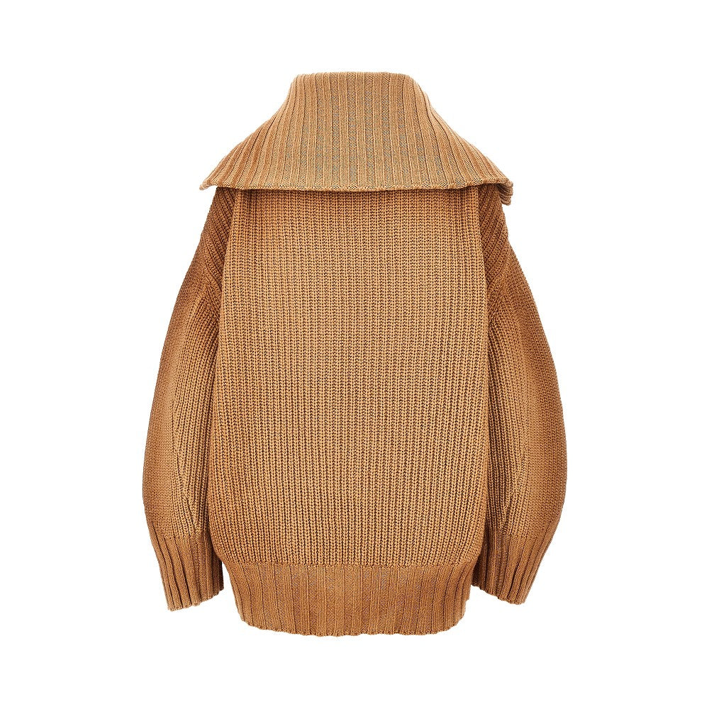 The Attico Women Wool And Cashmere Sweater With Slanted Zip