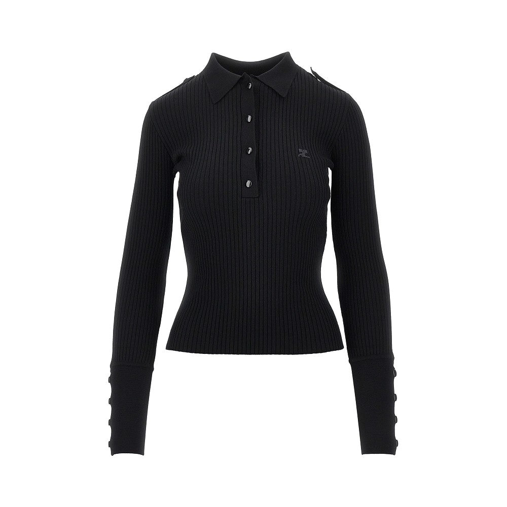 Courreges Women Ribbed Knit Polo Shirt