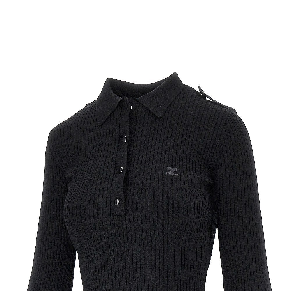 Courreges Women Ribbed Knit Polo Shirt