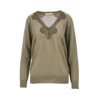 Valentino Women Lurex Sweater With Lace