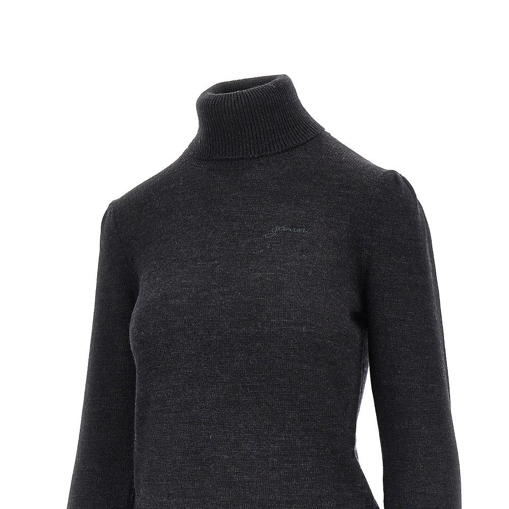 Ganni Women Merino Wool Sweater With Lace Trimming