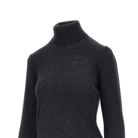 Ganni Women Merino Wool Sweater With Lace Trimming
