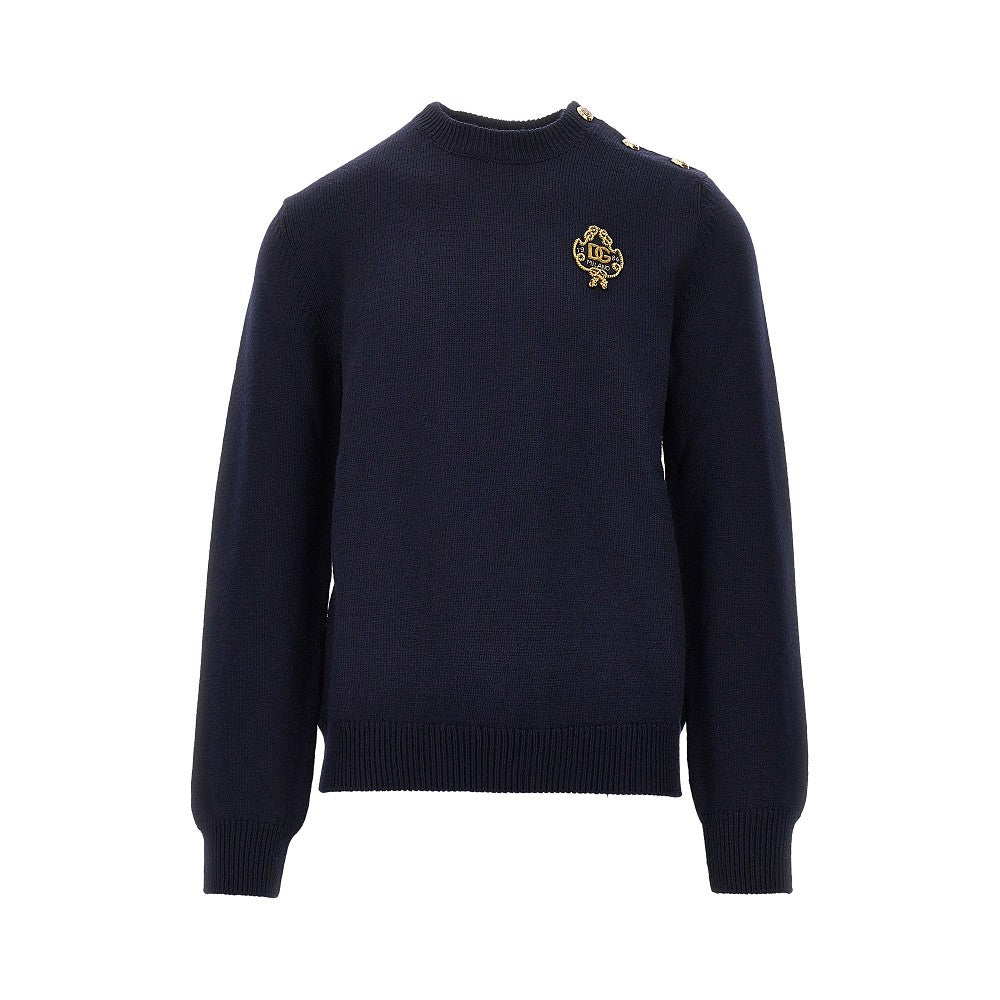 Dolce&Gabbana Men Wool Sweater With Embroidered Patch