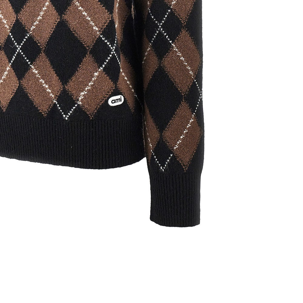 Ami Men Argyle Wool Sweater