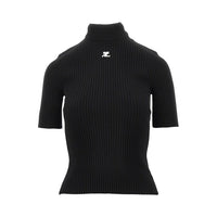 COURREGES Courreges Women Short-Sleeved 'Reedition' Ribbed Knit Top