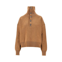 Ami Women Buttoned High-Neck Wool Sweater
