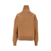 Ami Women Buttoned High-Neck Wool Sweater