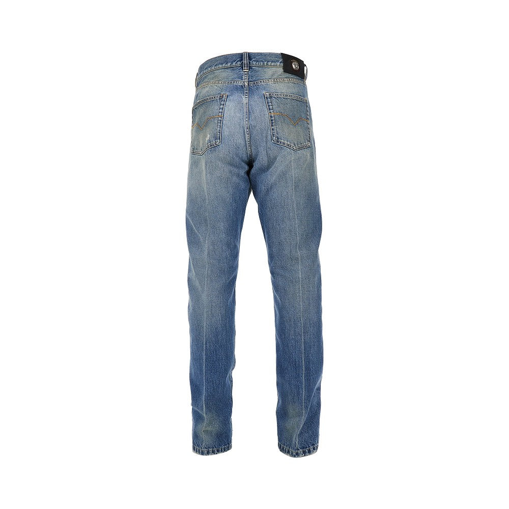 Versace Men Cotton Denim Jeans With Medusa Detail