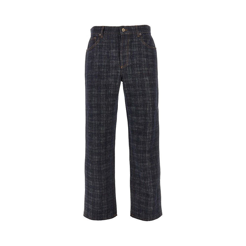 Burberry Men Check Denim Loose Fit Jeans