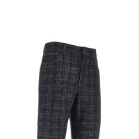 Burberry Men Check Denim Loose Fit Jeans
