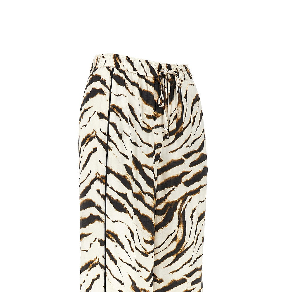 GANNI Ganni Women Satin Pants With Zebra-Striped Print