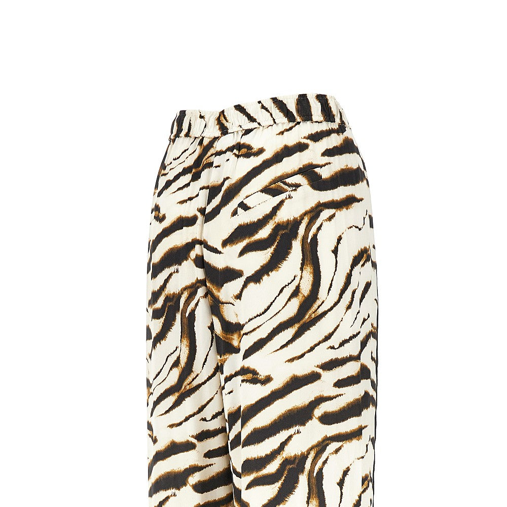 GANNI Ganni Women Satin Pants With Zebra-Striped Print