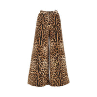 Dolce&Gabbana Women Wide-Leg Pants With Leopard-Print