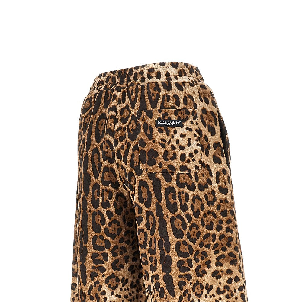 Dolce&Gabbana Women Wide-Leg Pants With Leopard-Print