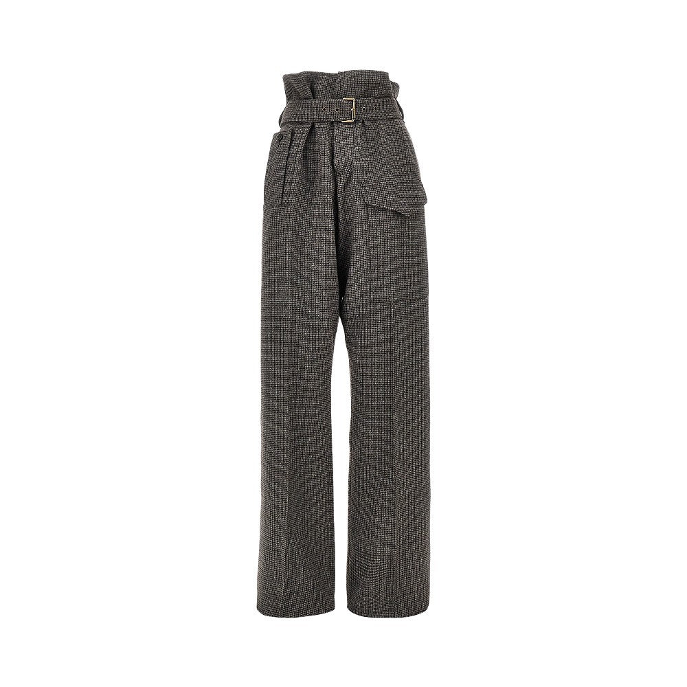 Etro Women Check Wool Pants With Belt