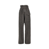 Etro Women Check Wool Pants With Belt