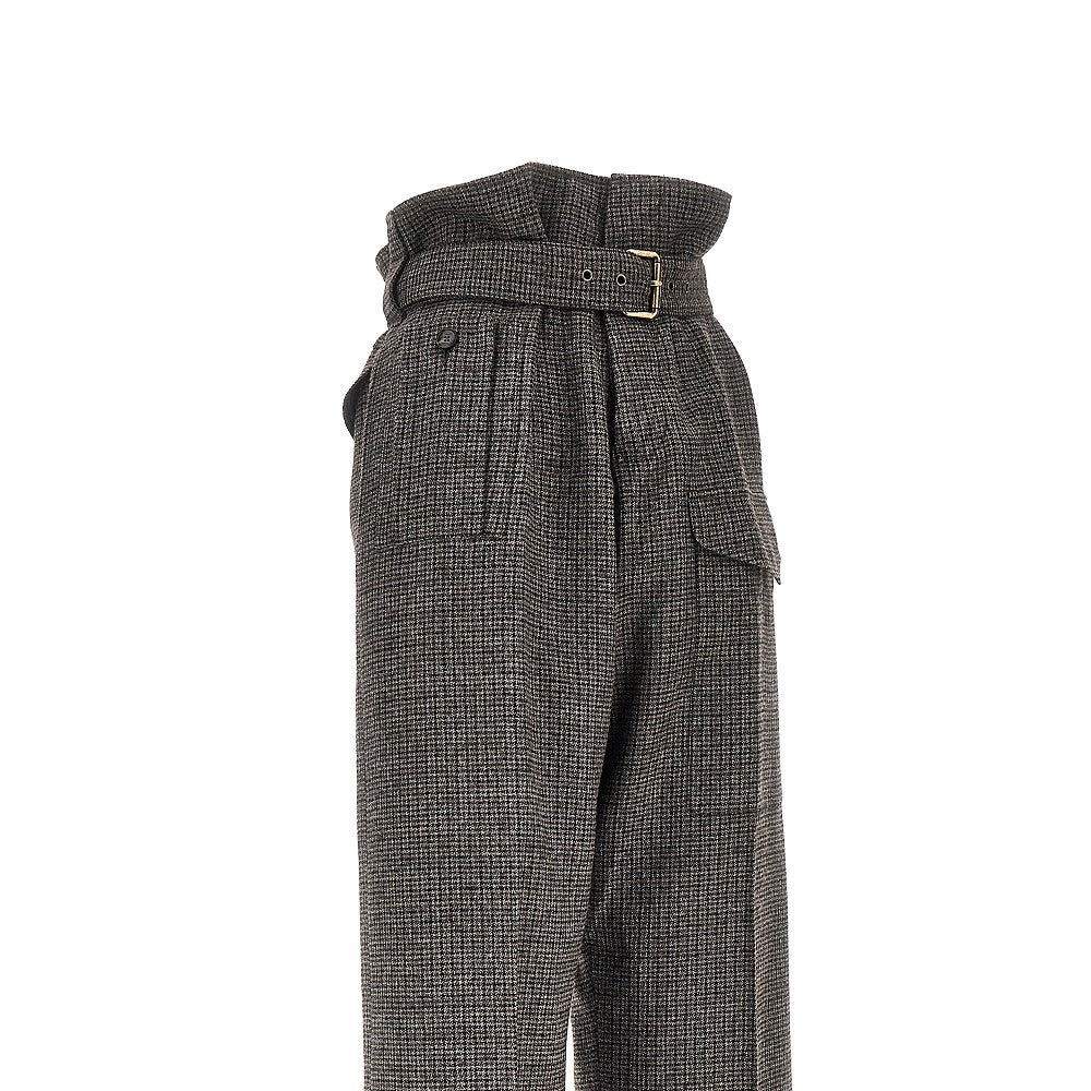 Etro Women Check Wool Pants With Belt