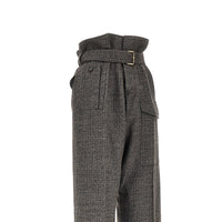 Etro Women Check Wool Pants With Belt