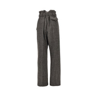 Etro Women Check Wool Pants With Belt