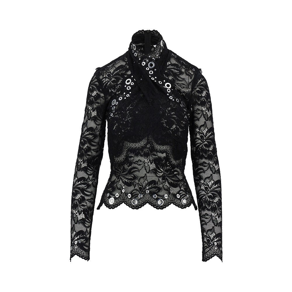 RABANNE Rabanne Women Lace Top With Metal Eyelets Details