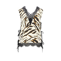 GANNI Ganni Women Satin Top With Zebra-Striped Print