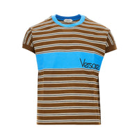 Versace Men Cotton T-Shirt With Logo Embroidery