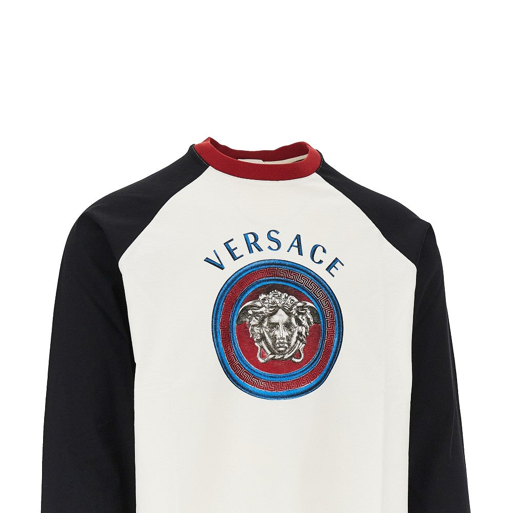 Versace Men Cotton T-Shirt With Medusa Logo Print