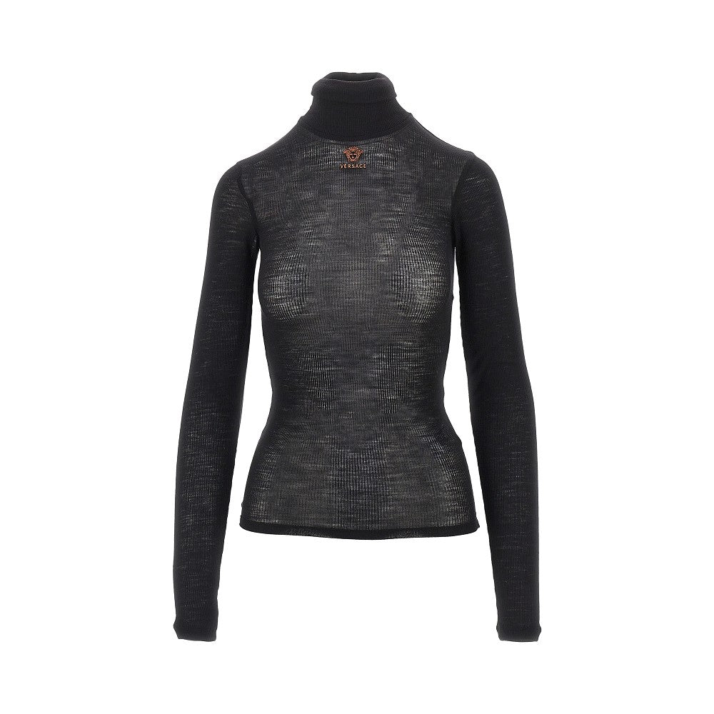 Versace Women Ribbed Wool Turtleneck Top