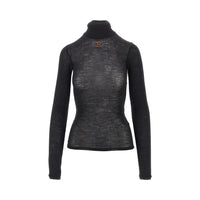 Versace Women Ribbed Wool Turtleneck Top
