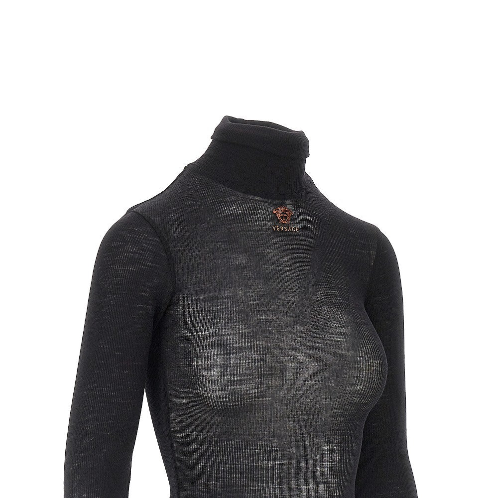 Versace Women Ribbed Wool Turtleneck Top