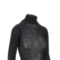 Versace Women Ribbed Wool Turtleneck Top