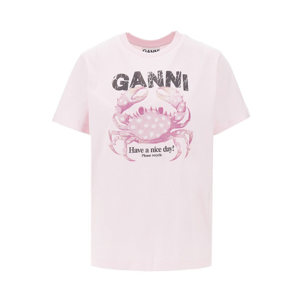 Ganni Women Jersey T-Shirt With 'Crab' Print