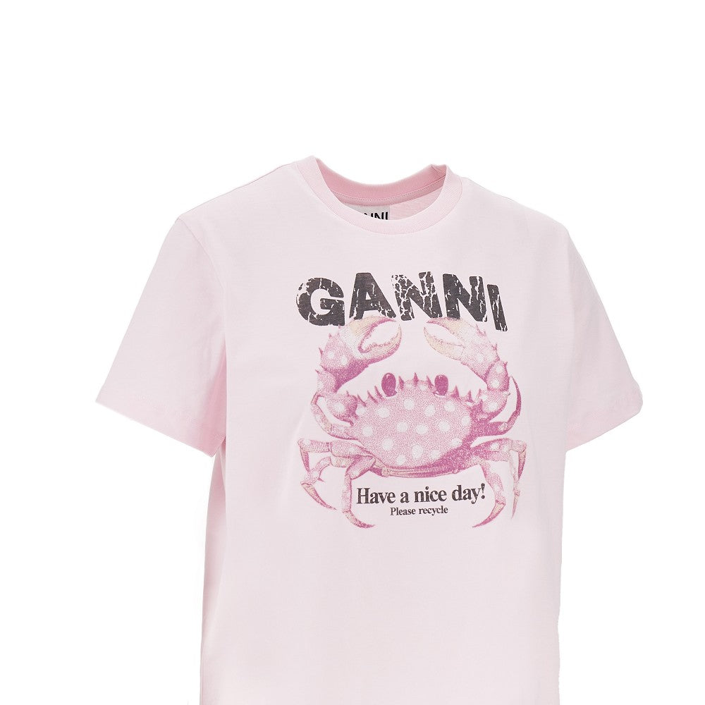 Ganni Women Jersey T-Shirt With 'Crab' Print