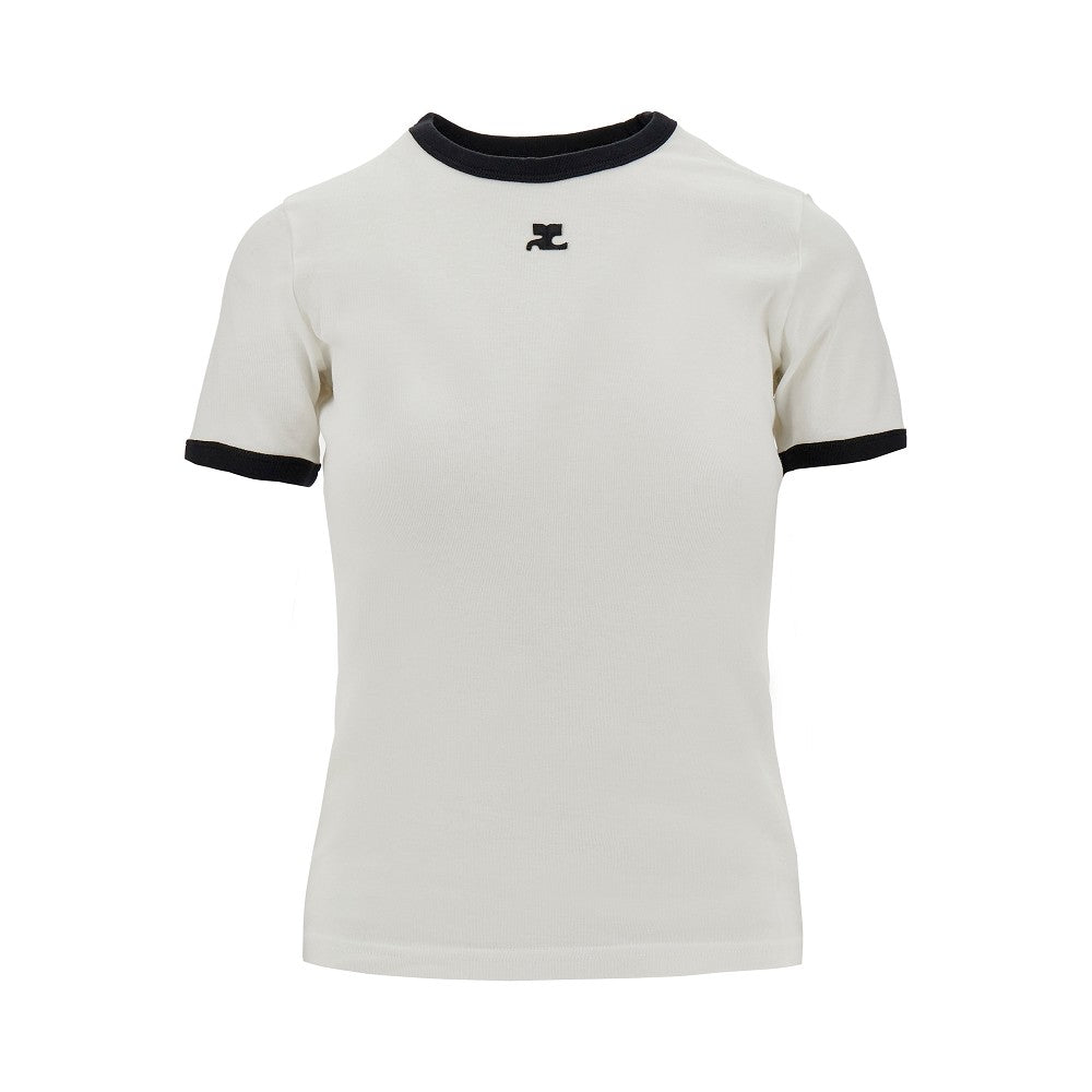 Courreges Women Cotton T-Shirt With Contrasting Trims