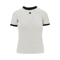 Courreges Women Cotton T-Shirt With Contrasting Trims