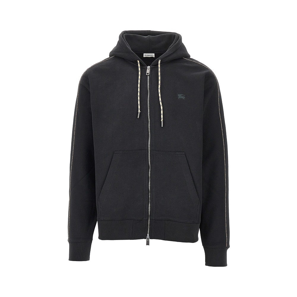 Burberry Men Full-Zip Hoodie With Check Piping