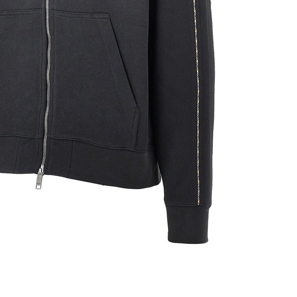 Burberry Men Full-Zip Hoodie With Check Piping