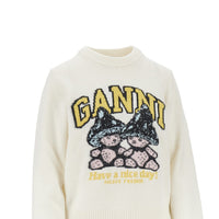 Ganni Women 'Mushroom Teddy' Wool-Blend Sweater