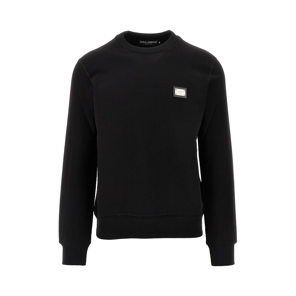 Dolce&Gabbana Men Logo Plate Crewneck Sweatshirt
