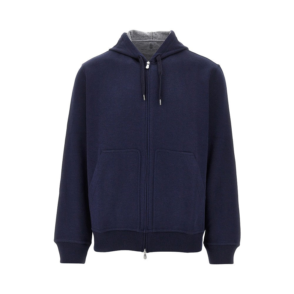 Brunello Cucinelli Men Double Jersey Full-Zip Hoodie