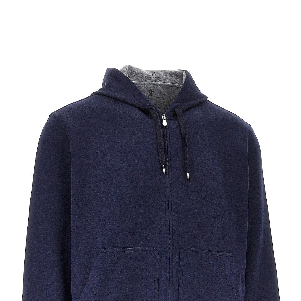 Brunello Cucinelli Men Double Jersey Full-Zip Hoodie