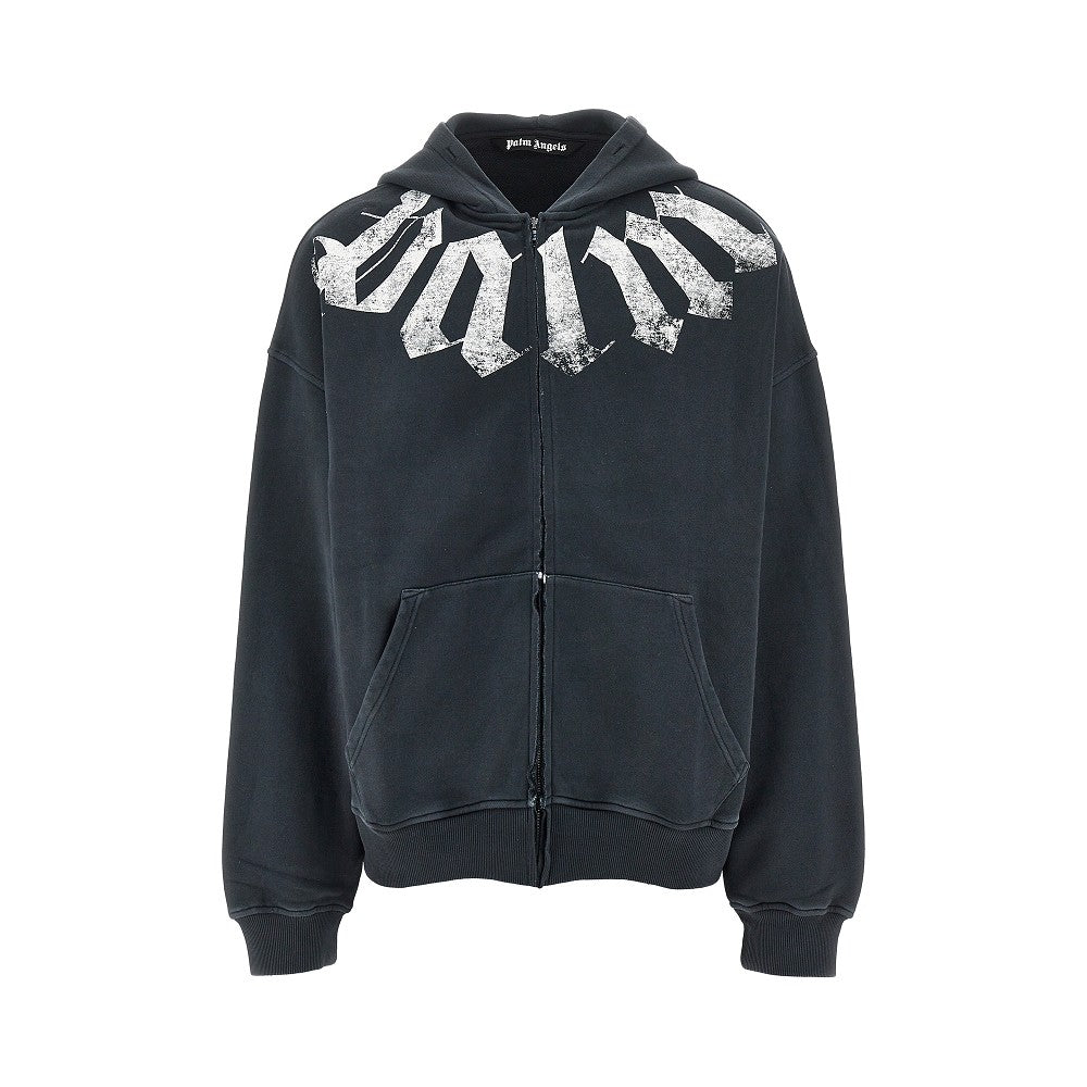 PALM ANGELS Palm Angels Men Logo Print Loose Fit Full-Zip Hoodie