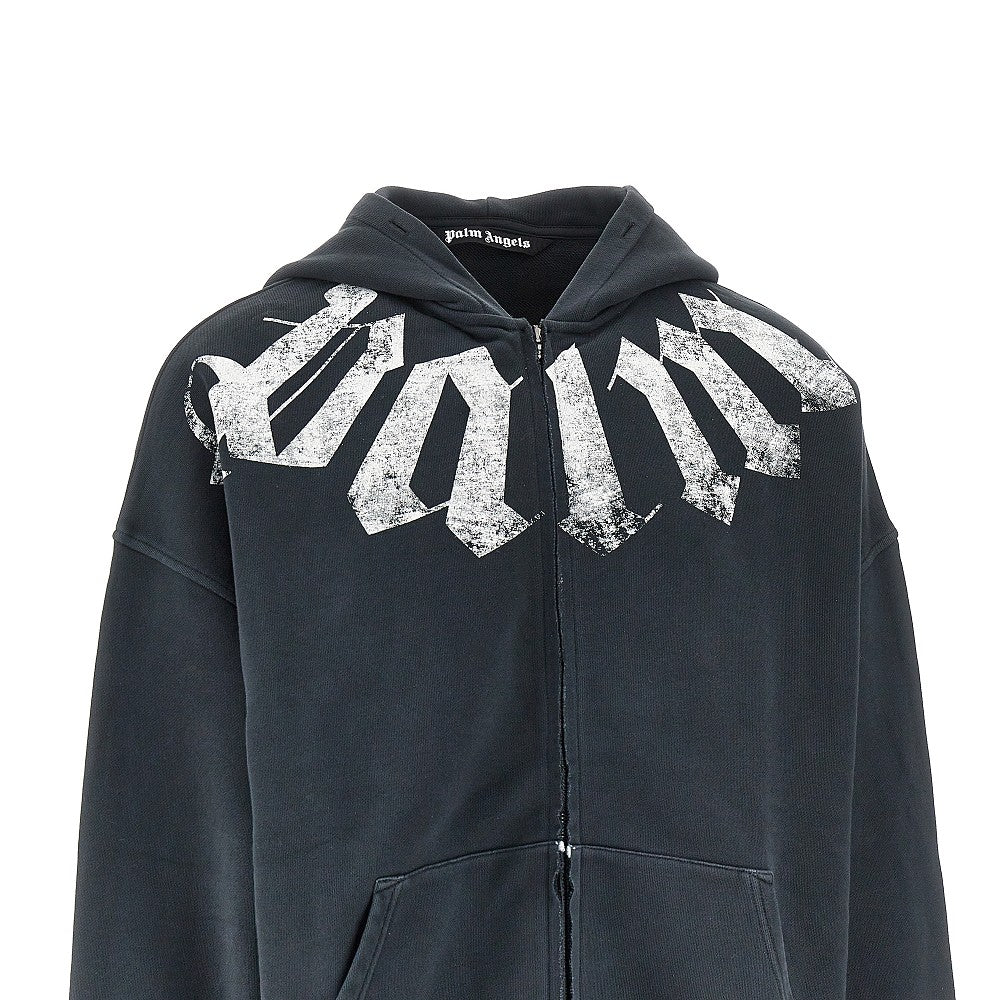 PALM ANGELS Palm Angels Men Logo Print Loose Fit Full-Zip Hoodie
