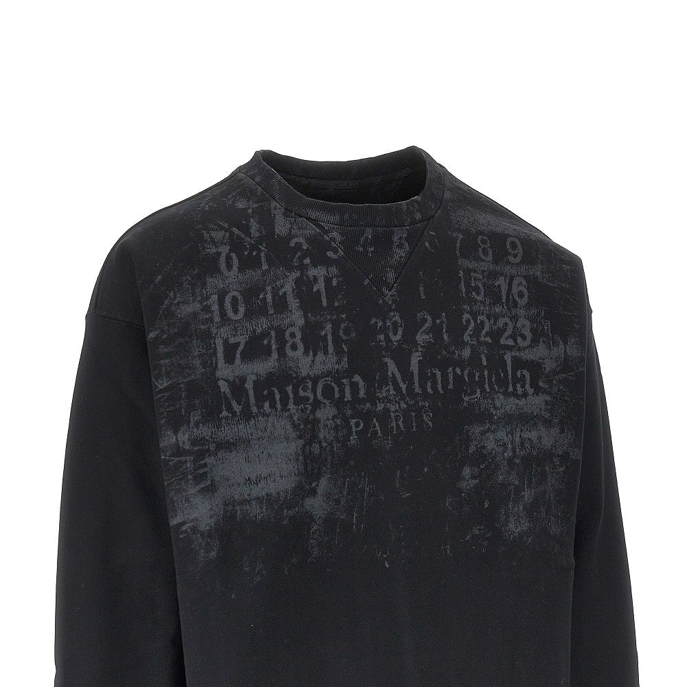 Maison Margiela Men Logo Print Oversized Crewneck Sweatshirt