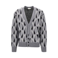 Versace Men Jacquard Wool And Cashmere Cardigan