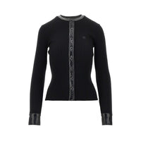 Courreges Women Ribbed Cardiga With Vinyl Trimmings