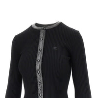 Courreges Women Ribbed Cardiga With Vinyl Trimmings