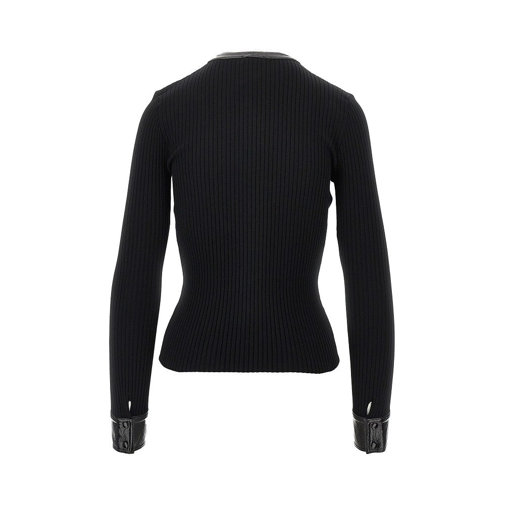 Courreges Women Ribbed Cardiga With Vinyl Trimmings
