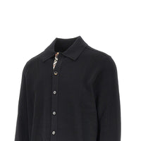 Burberry Men Wool Cardigan With Check Trimming