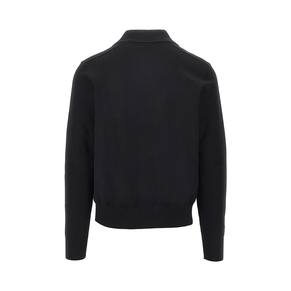 Burberry Men Wool Cardigan With Check Trimming